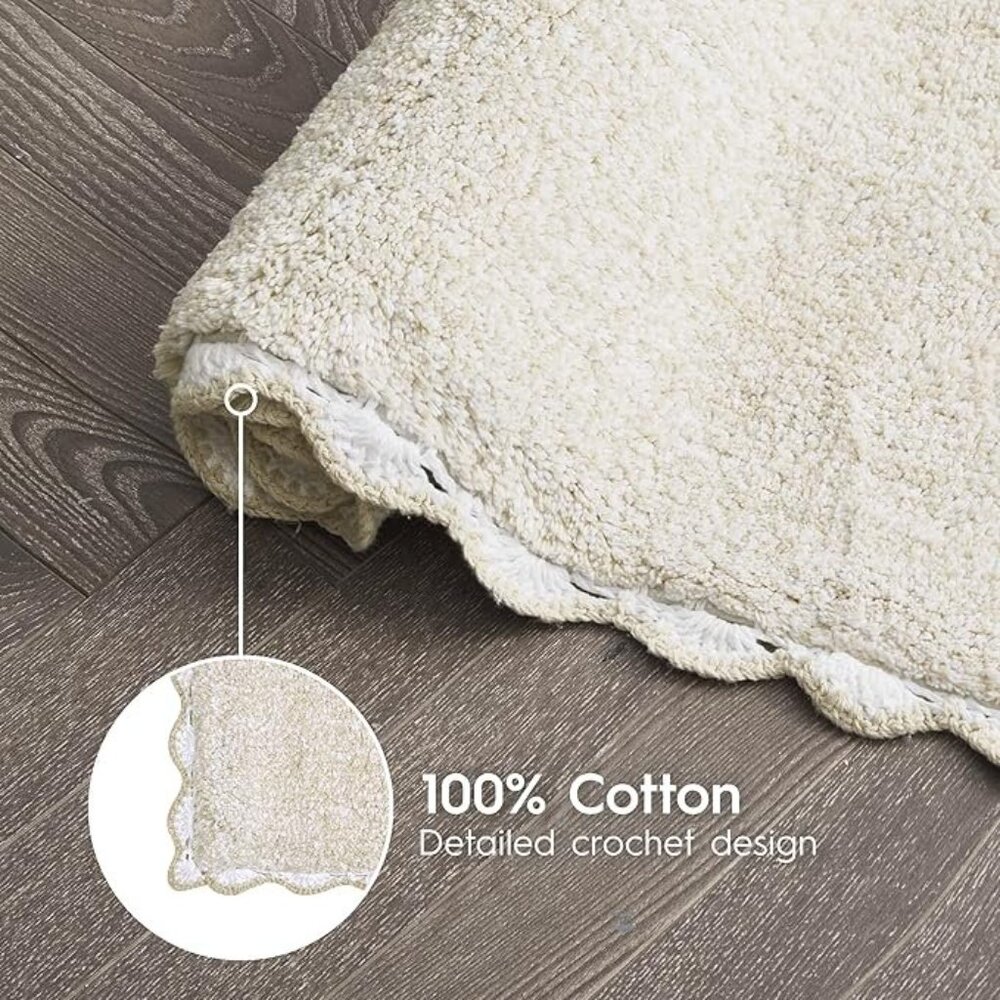 Laura Ashley Heathered Crochet Border Bath Rug - Picture 3 of 6